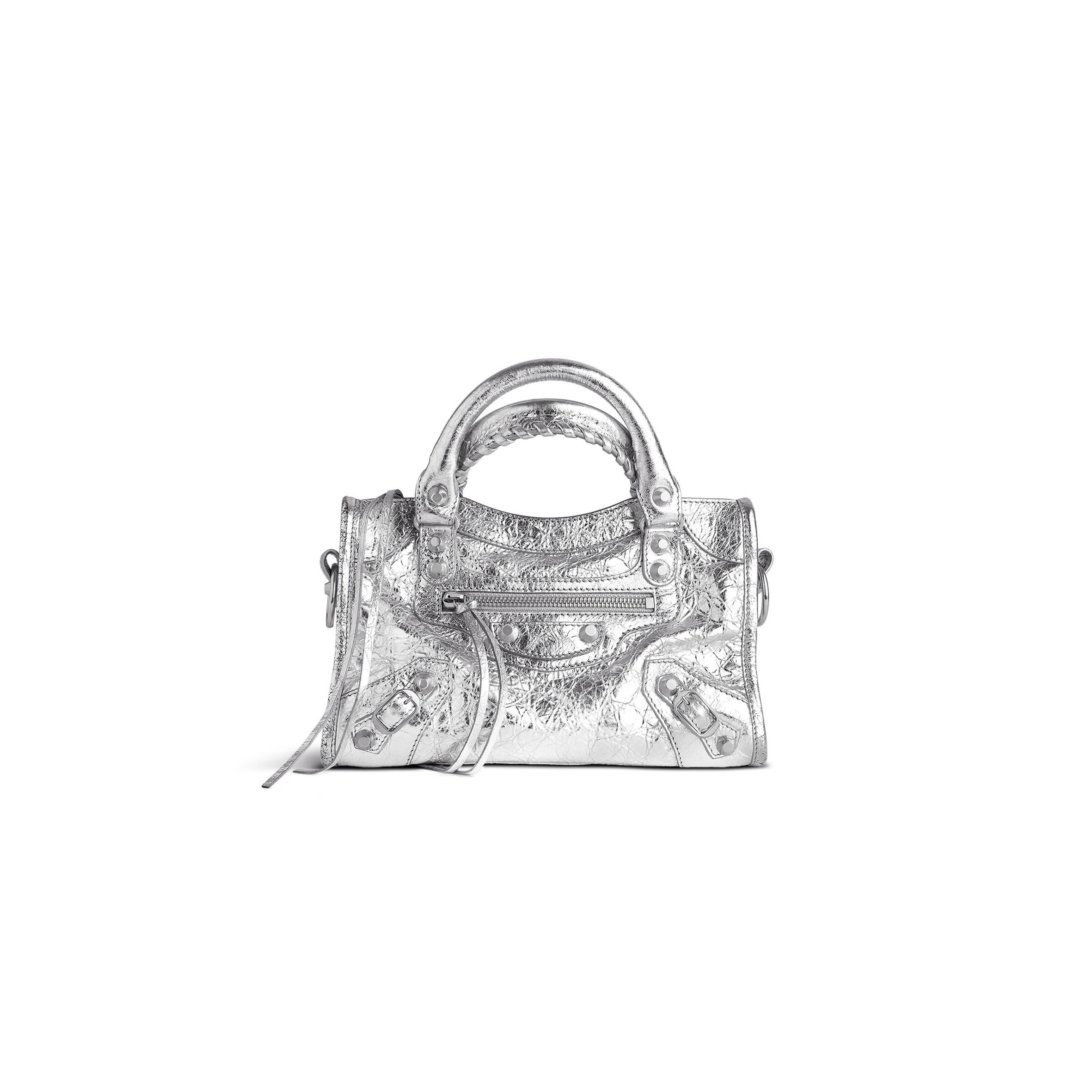 BALENCIAGA WOMEN'S LE CITY BAG MINI IN SILVER 8063952AA9R8122 (24*16*6.5cm) BALENCIAGA WOMEN'S LE CITY BAG MINI IN SILVER 8063952AA9R8122 (24*16*6.5cm)